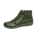 Side detail of women's dark green casual ankle boots with laces and side zipper - 38 / Green