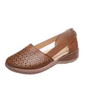 Stylish brown hollow-out wedge sandals for women with intricate laser-cut geometric designs - 35 / Dark Brown