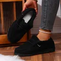 Gezellige zwarte sherpa loafers voor dames met warme pluche voering en dikke zolen - 36 / Zwart