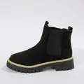 Classic black suede Chelsea boot with thick lug sole and round toe detail - 36 / Black