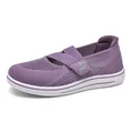 Breathable purple fly-knit mesh walking shoes for women with adjustable cross straps - Lilac Purple