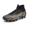 Schwarze Fußballschuhe mit Gold-Flammenmuster und Flyknit-Sockenkragen - 35 / Schwarz Lange Stollen