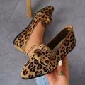 Detailed macro shot of the leopard print knit material on stylish pointed toe flat shoes - 36 / Leopard Print