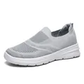 Lightweight breathable fly-knit slip-on walking shoes for men and women in grey - 38 / Gray