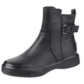 Classic black flat Chelsea boots for women featuring a stylish side buckle strap detail - Black