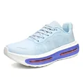 Light blue breathable mesh running shoes featuring a thick purple air cushion sole - 34 / Blue & Pink