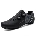 Professional matte black cycling shoes with dual rotary buckle closure system. - 36 / Without Lock / Black