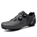 Professional grey cycling shoes with dual rotary buckle closure and breathable design - 36 / Without Lock / Gray