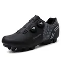 Professional black MTB cycling shoes with dual rotary buckle system and geometric pattern - 36 / MTB Cleat Style / Black