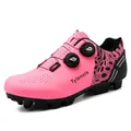 Professional pink mountain bike cycling shoes featuring dual rotary buckle closure - 36 / MTB Cleat Style / Pink