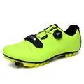 Professional neon green cycling shoes with rotary buckle and velcro strap for road biking - 39 / Mountain Lock Style (QX2001-1) / Green