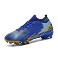 Professionele blauwe flyknit voetbalschoenen met FG-noppen voor training op natuurlijk gras. - 36 / Lange Noppen (FG/HG) / Blauw