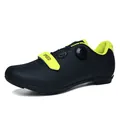 Professionelle schwarz-gelbe Fahrradschuhe mit Drehverschluss und Leder-Obermaterial - 39 / QX2001-3 (Stil ohne Klick) / Schwarz