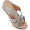 Mules compensées confortables pour femmes avec décorations florales en gris clair - 36 / Gris