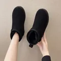 Warme zwarte wintersneeuwlaarzen met dikke voering van imitatiebont voor dames - 36 / Zwart