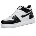 Classic black and white height-increasing skate shoes with thick sole and leather finish - 36 / Black and White Thick Sole Style (833-2) / White