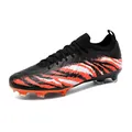 Chaussures de foot professionnelles noires avec motifs graffiti orange vibrants sur le côté. - Noir Crampons Longs