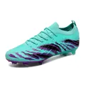 Chaussures de football turquoise professionnelles à rayures graffiti pour le gazon. - Bleu Clair Crampons