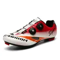 Scarpe da ciclismo professionali con fibbia rotante e design traspirante per strada e MTB. - 36 / Stile Senza Tacchette / Rosso