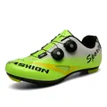 Scarpe da ciclismo professionali verde neon con doppia fibbia rotante per mountain bike e strada - 36 / Stile Senza Tacchette / Verde