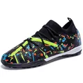 Professional turf soccer shoes with black flyknit upper and colorful patterns - 36 / Black/Yellow Turf