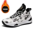 Winter basketball shoes with warm fleece lining in black and white pattern - 35 / White Black Fleece Lined