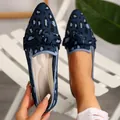 Chaussures plates pointues à motif léopard bleu avec nœud pour femme quotidien - Léopard Bleu Marine