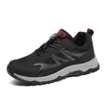 Men's breathable black casual walking sneakers with grey soft sole and speed lacing system - 38 / Men's Black