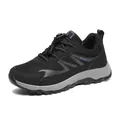 Black mesh walking shoes for men and women with purple accents and toggle laces - 35 / Women's Black