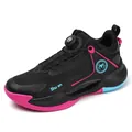 Professional black basketball shoe with pink accents and rotary buckle closure system - 36 / Black Red