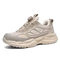Beige unisex safety shoes with steel toe cap and convenient rotary buckle closure system - 36 / Khaki