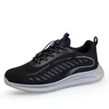 Zwarte flyknit mesh sneakers met vetersluiting en grijze zolen voor wandelen - 39 / Zwart (Y858)