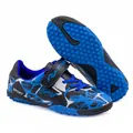 Chaussures de football pour enfants bleues et noires avec velcro et semelle TF - Bleu Ciel Crampons TF