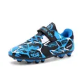 Chaussures de football basses pour enfants bleues et noires avec velcro et crampons AG - Bleu Ciel Crampons Longs
