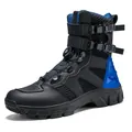 Botas de moto profesionales para hombre con cierre rotatorio y protección para el cambio - 39 / Negro & Azul Real