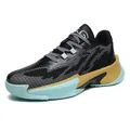 Low-top basketball training shoes with non-slip sole and stylish black design - 45 / Black & Gold