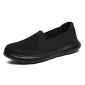 Breathable black mesh slip-on walking shoes for men and women, lightweight casual sneakers - 35 / Black