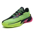 Professional low-top lime green and black basketball training shoes for men and women - 36 / Pink & Green