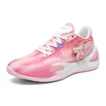 Pink and white professional basketball shoes with breathable mesh and luminous training soles. - 36 / Pink