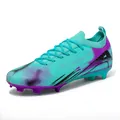 Professionelle türkise Fußballschuhe mit lila Muster und FG/AG-Stollen für festen Boden - 35 / Mondblau (Lange Stollen)