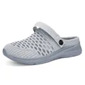 Breathable flyknit mesh garden clogs for women lightweight two-way summer sport sandals - 35 / Gray