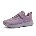 Scarpe da camminata in maglia traspirante viola con cinturino in velcro per anziani - viola lilla