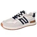 Men's retro running shoes featuring breathable mesh and non-slip rubber sole for jogging. - 39 / Off White