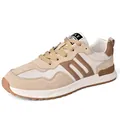 Breathable men's retro running sneakers with beige mesh and suede for outdoor hiking - 39 / Sand