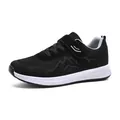 Breathable black flyknit walking shoes featuring a secure velcro strap and white sole - 38 / Men's Black