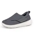 Large size 46 gray walking shoe for men with wide fit and adjustable Velcro strap - 39 / Men's Dark Gray