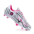 Professional white soccer cleats with wavy pink patterns and firm ground studs - 31 / Studded Style (158) / Pink