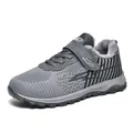 Γκρι παπούτσια περιπάτου flyknit με φλις επένδυση και ζεστό πλέγμα για τον χειμώνα - 38 / Γκρι (Ανδρικά)
