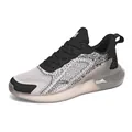 Breathable mesh running shoes for men with thick popcorn cushioning sole. - 40 / Black Grey (8801)
