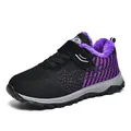 Warme Winter-Laufschuhe aus Fly-Knit mit lila Fleecefutter und einem Klettverschluss - Rosarot